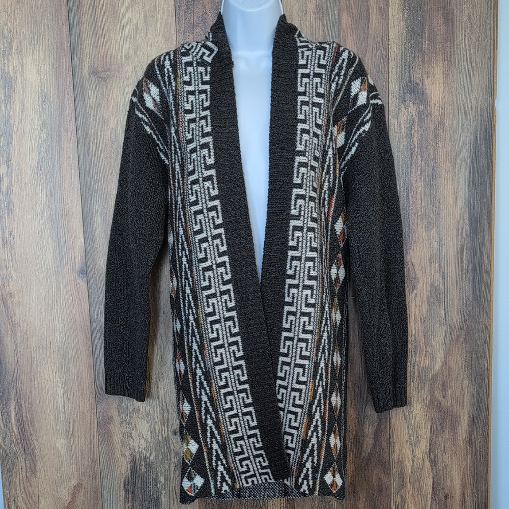 On Blue Women's Hoodie Patterned Open Front Cardigan M              C172